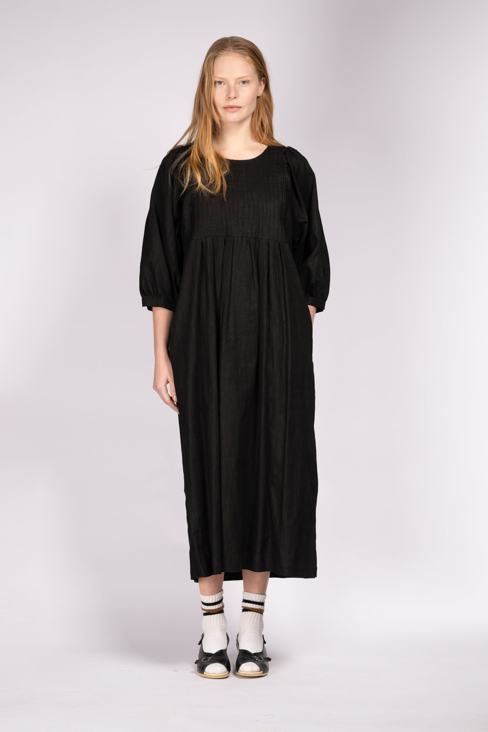 Quilt Dress - Black Linen