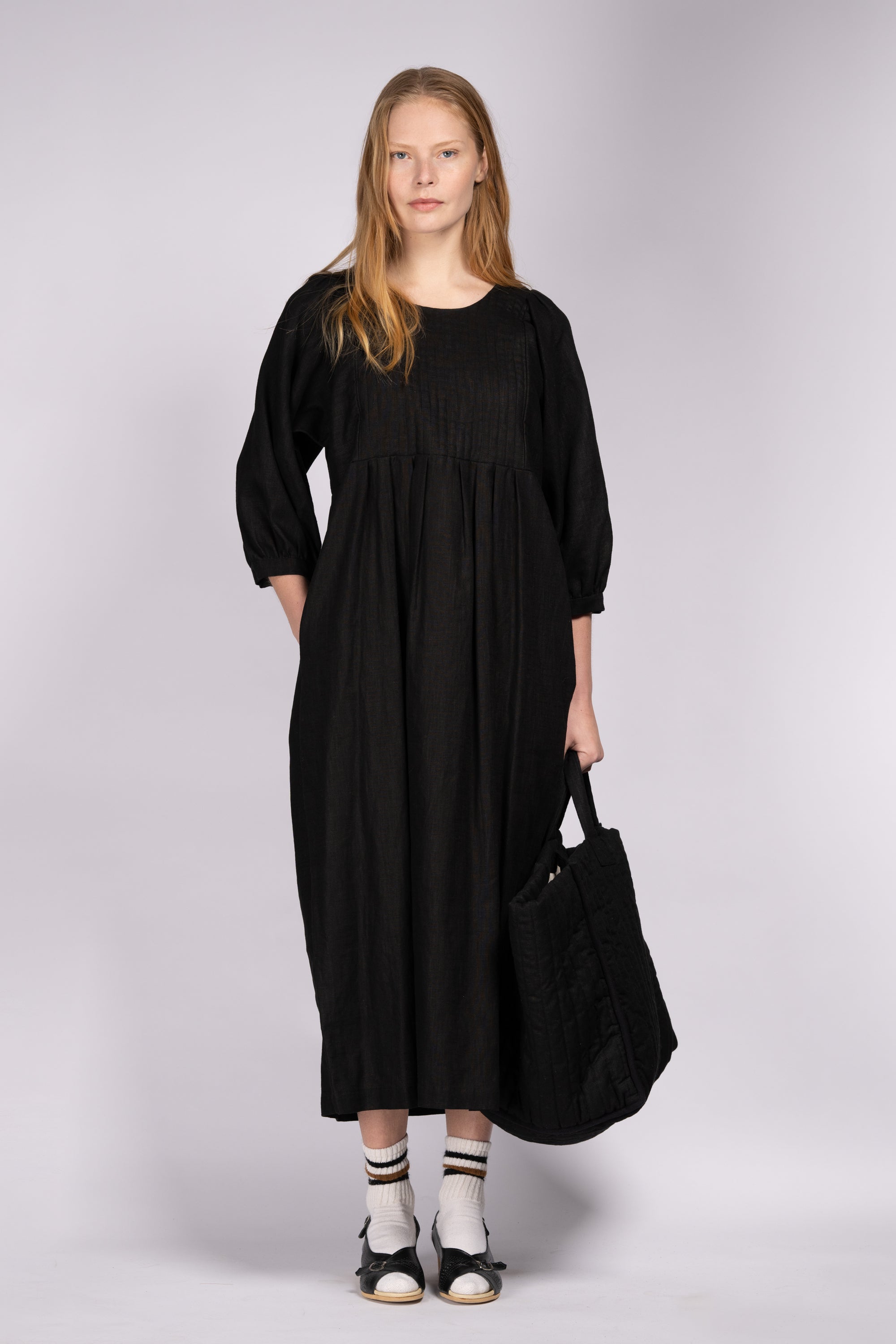 Quilty Tote - Black Linen