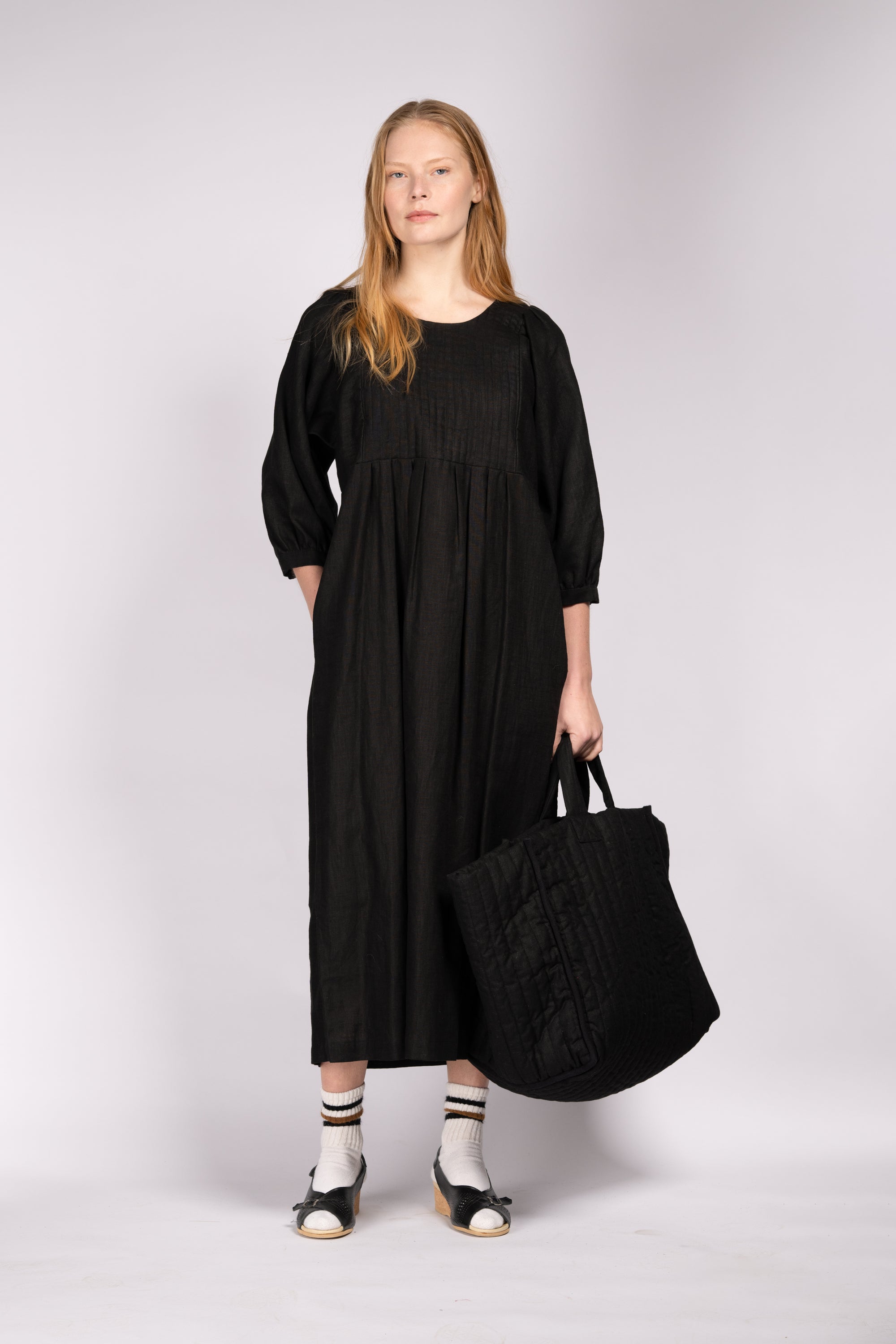 Quilt Dress - Black Linen