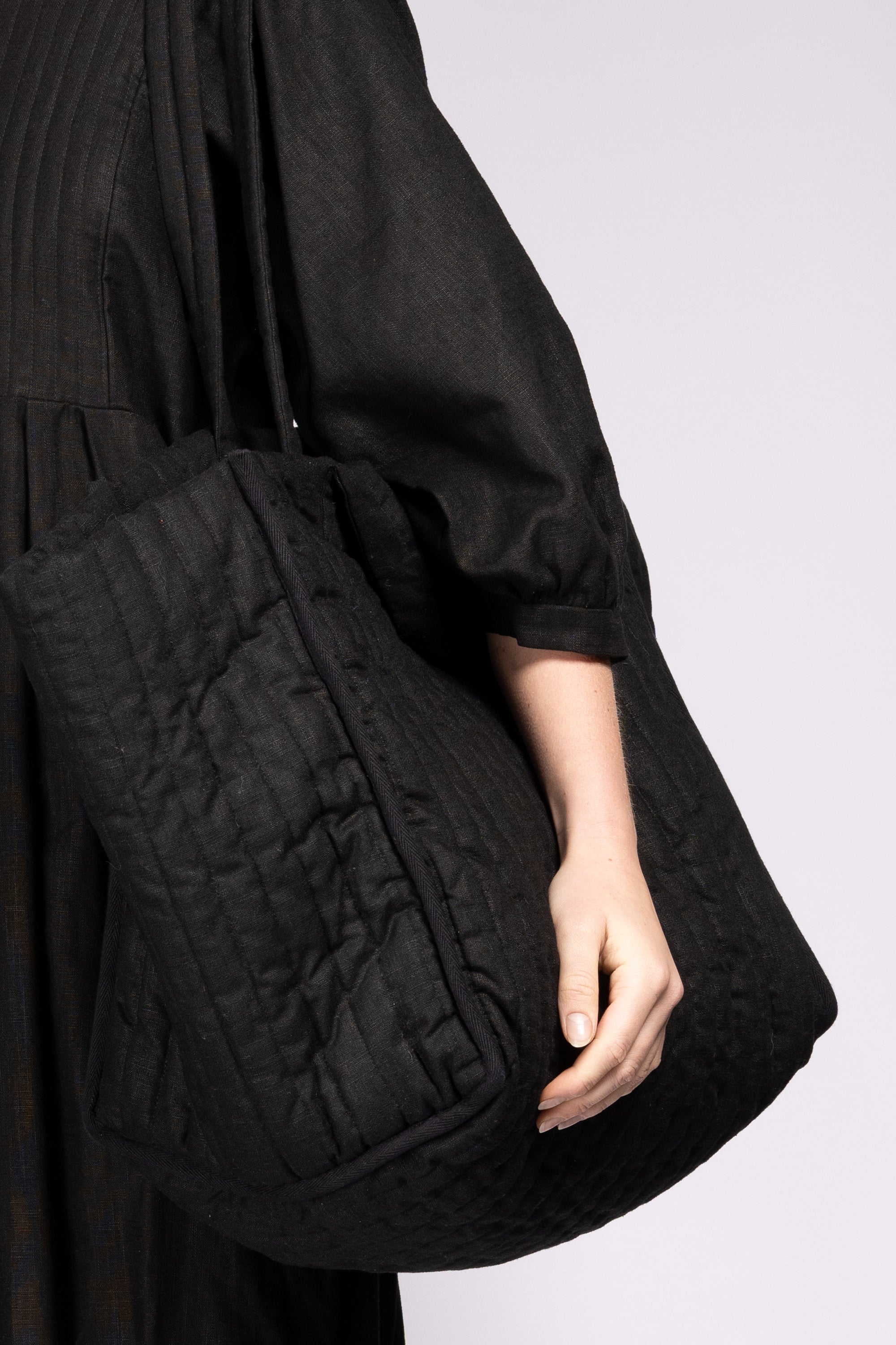 Quilty Tote - Black Linen