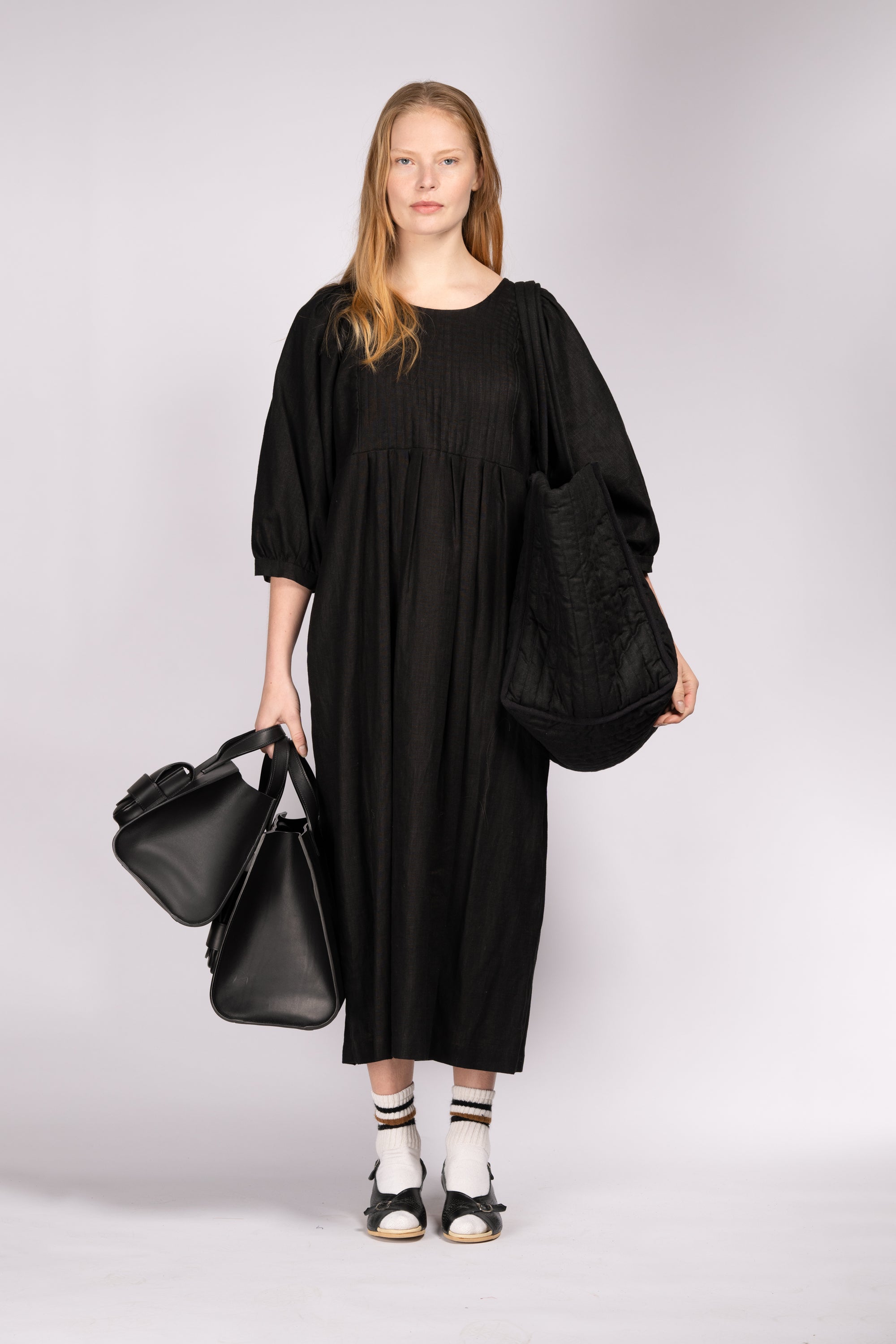 Quilty Tote - Black Linen