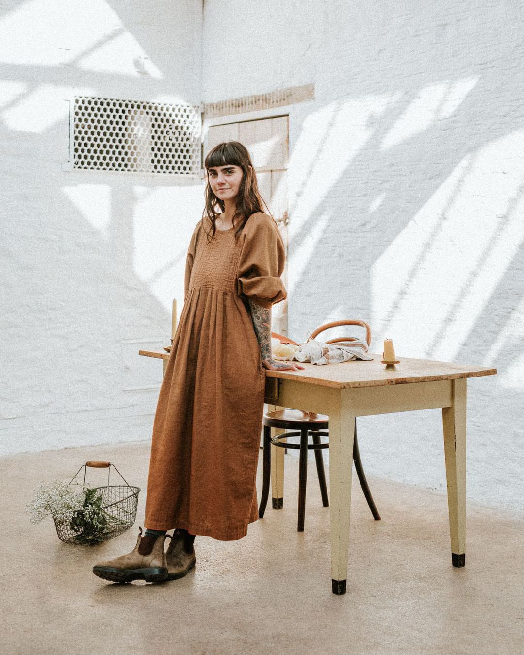 Quilt Dress - Nut Linen Quilt Dress - Nut Linen