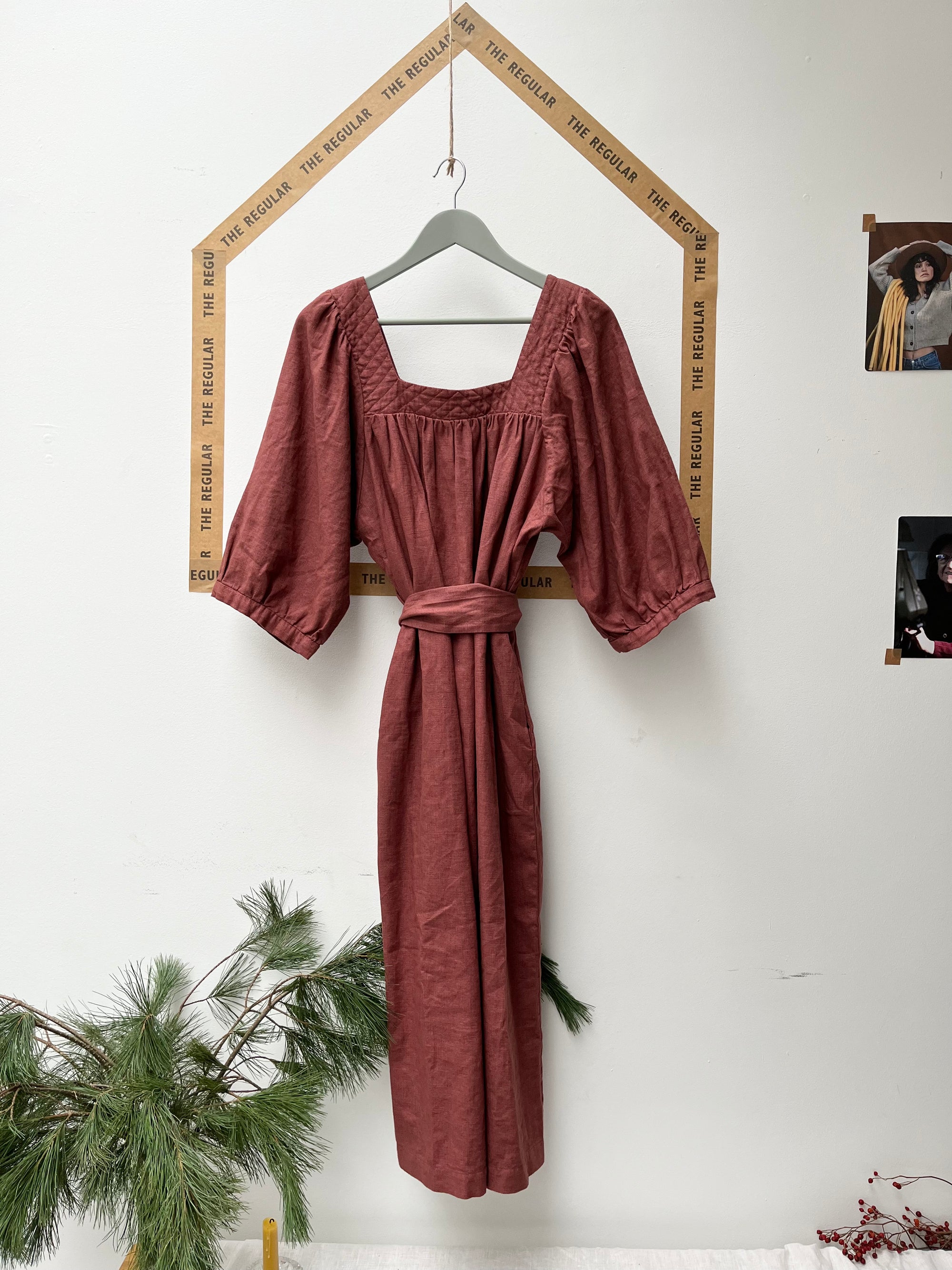 Square Neck Quilt Dress - Rosewood Linen