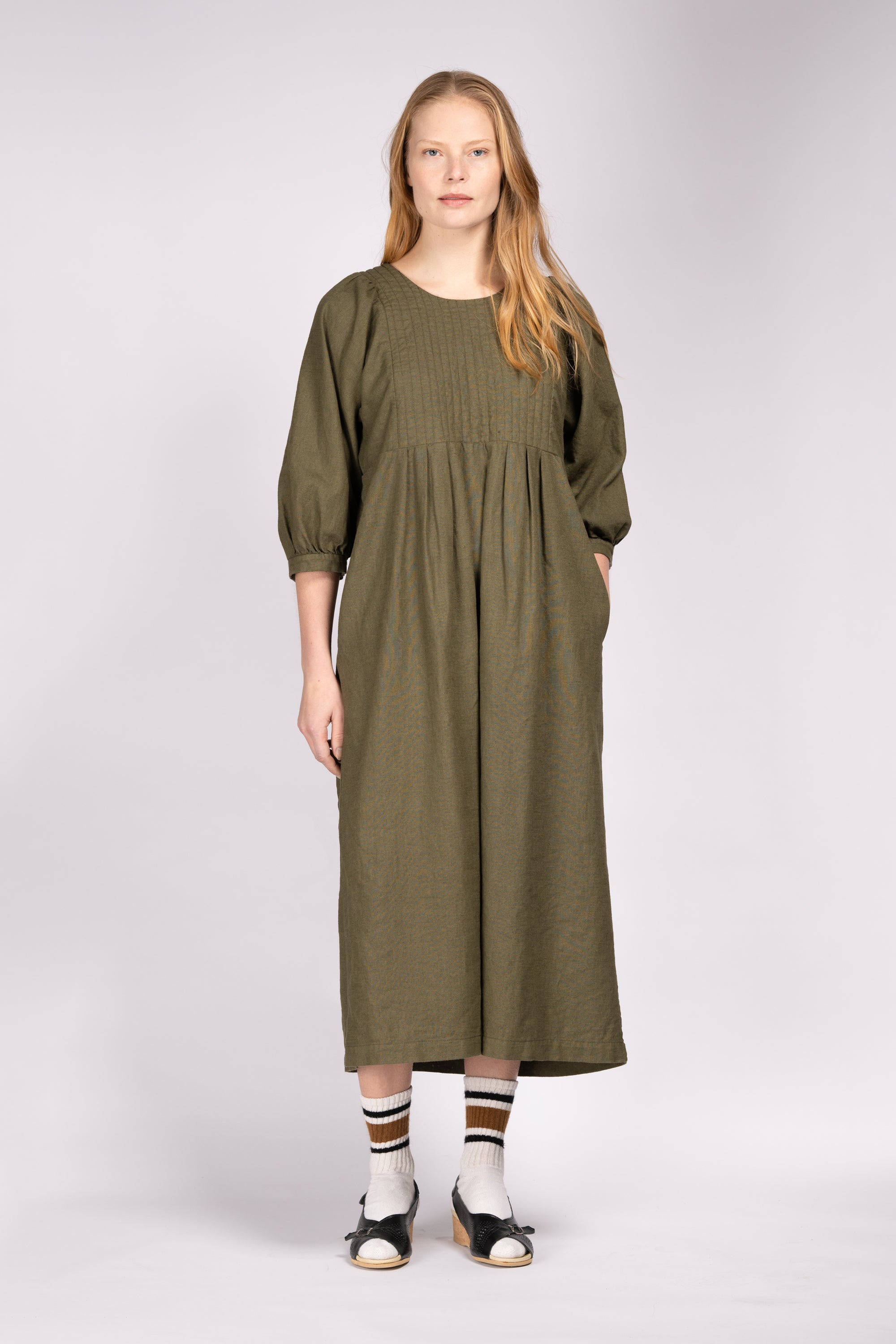 Quilt Dress - Olive Linen