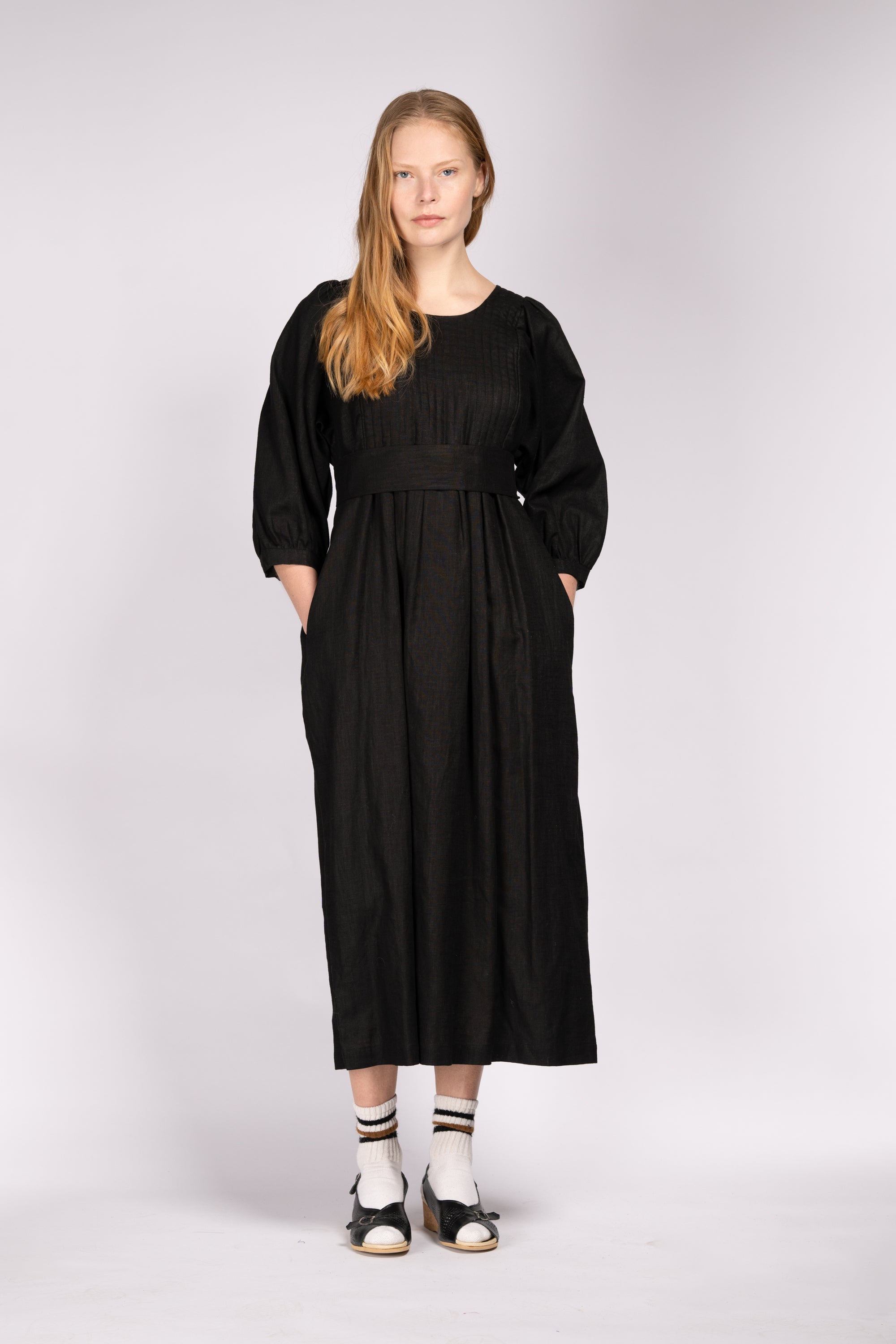 Quilt Dress - Black Linen