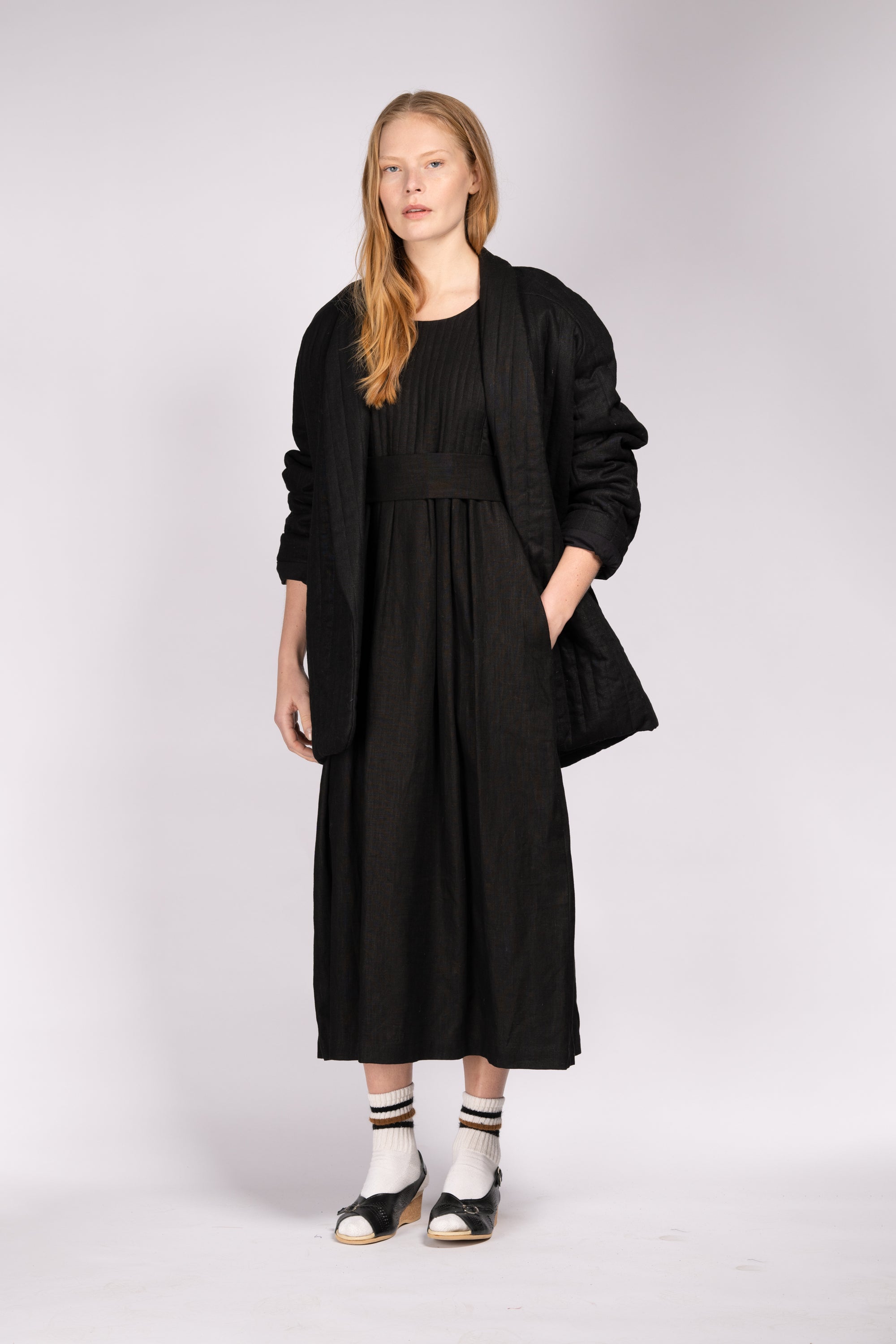 Quilt Dress - Black Linen