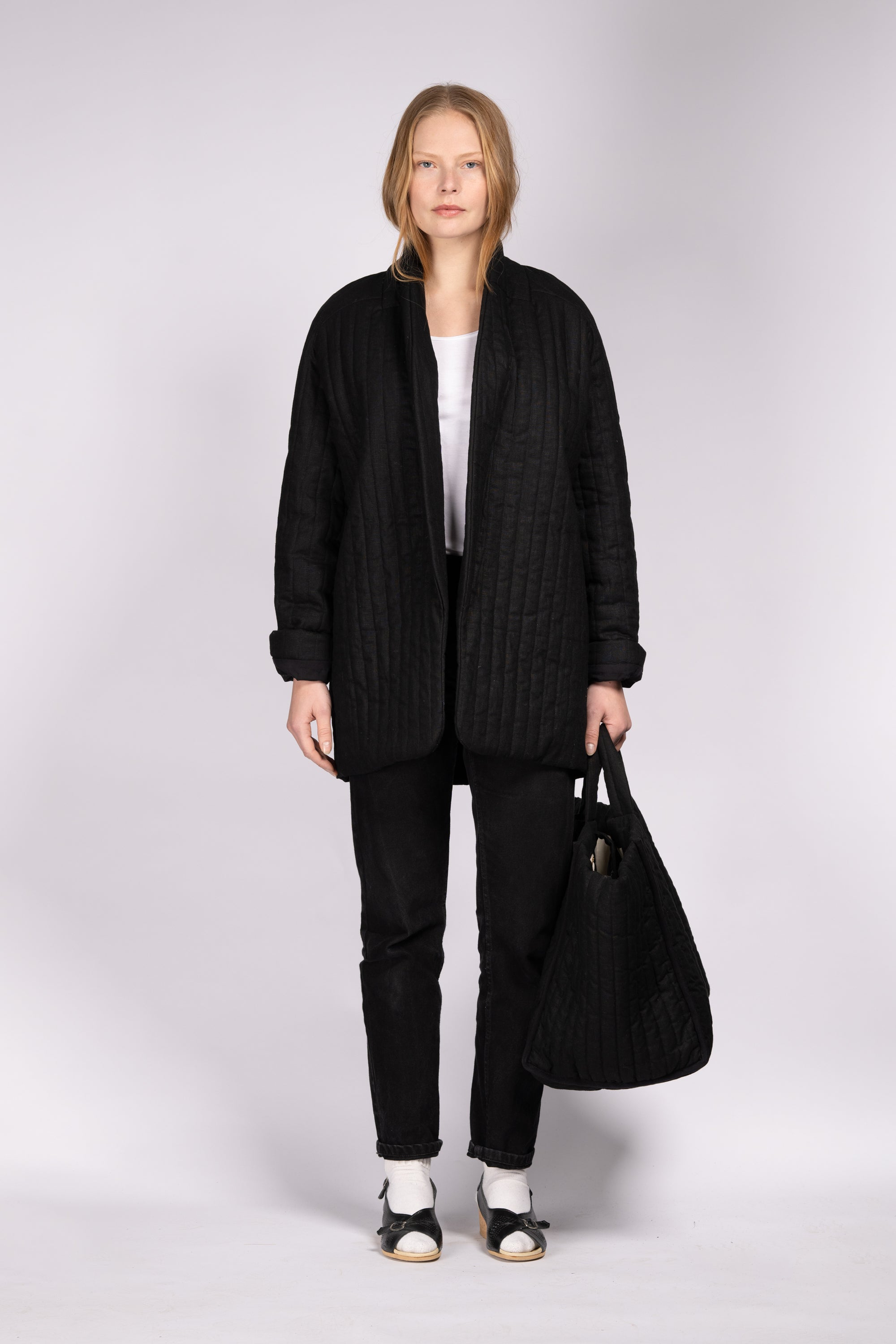 Quilt Jacket - Black Linen