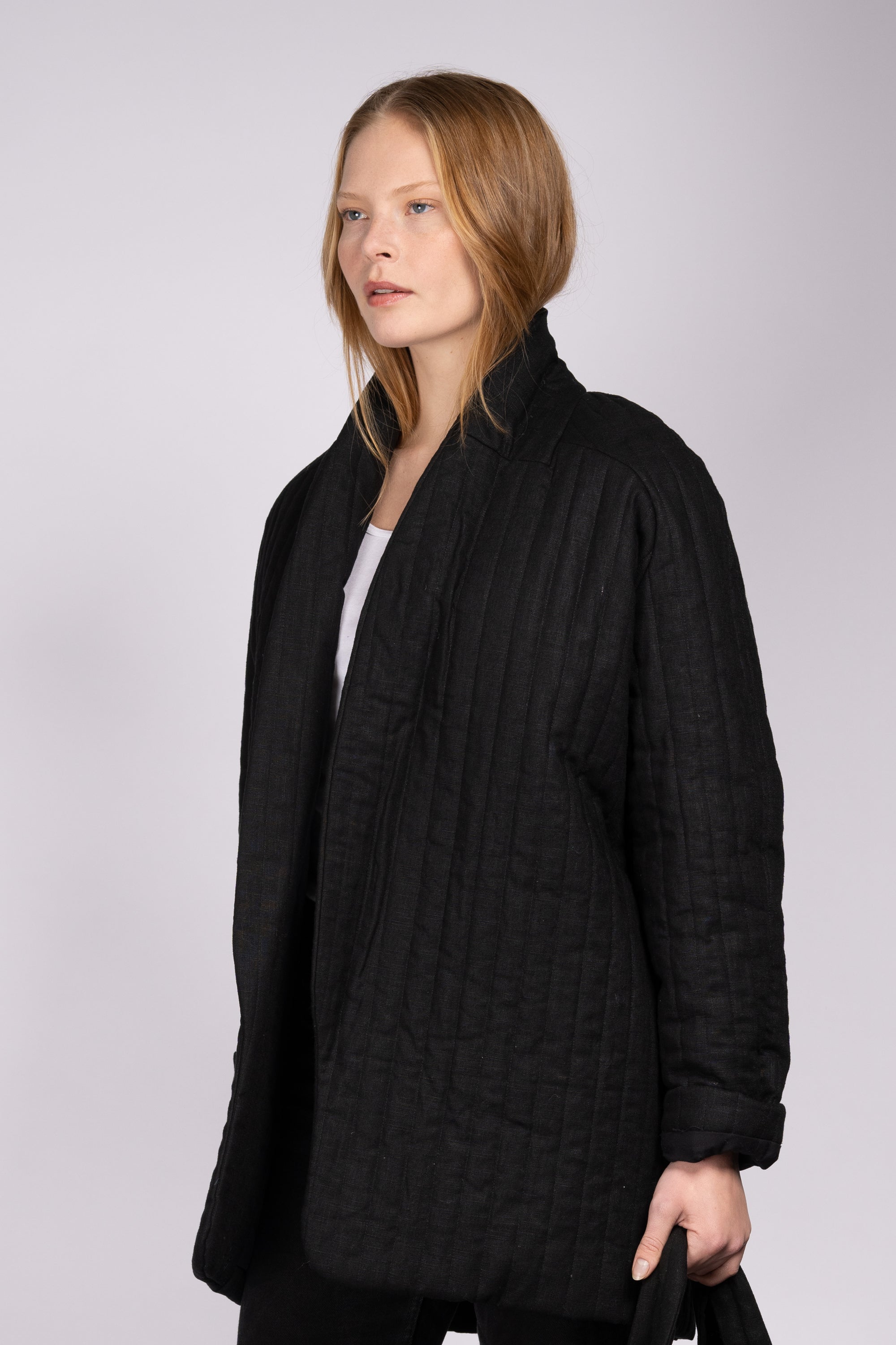 Quilt Jacket - Black Linen